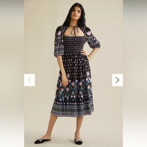 NWT Anthropologie Dasha Smocked Midi Dress, Size S